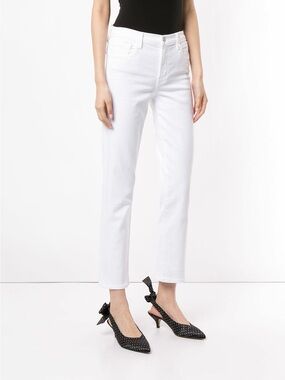 J Brand Adele White Straight-Leg Jeans - Classic Clean Look 28